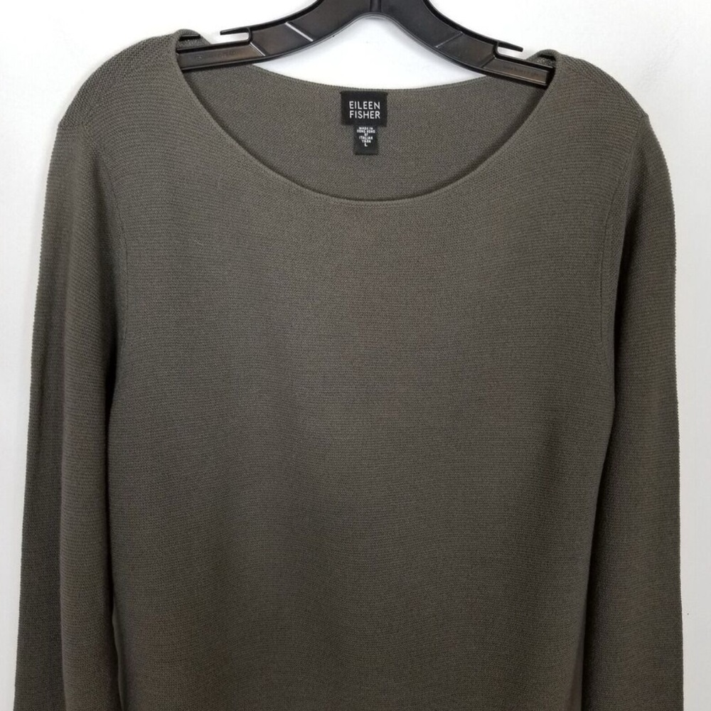 Eileen Fisher Brown Taupe Wool Sweater Size Large EUC